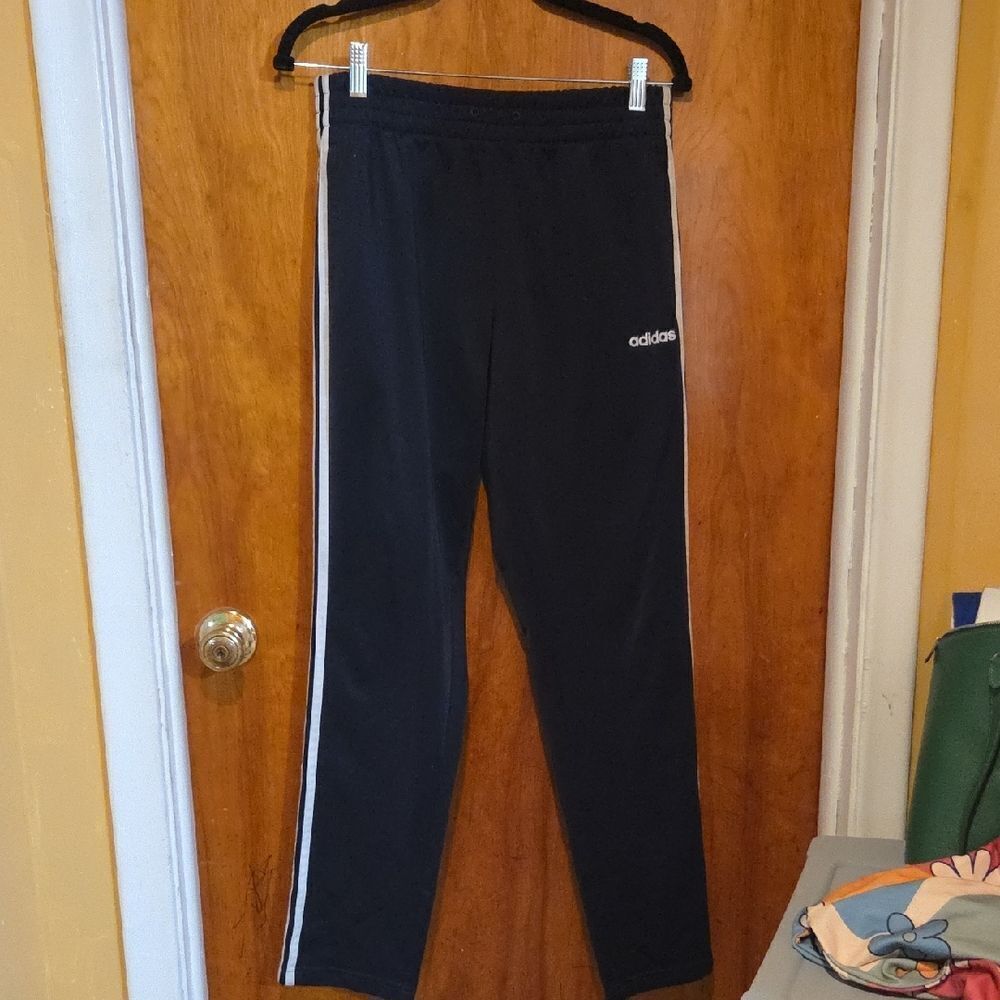 Adidas Kids Black Joggers with White Stripes